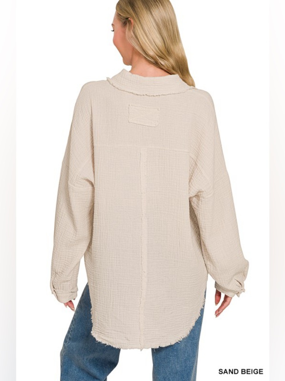 Women's Mauve Pink Button-Front Gauze Shirt Jacket - Picture 3 of 3